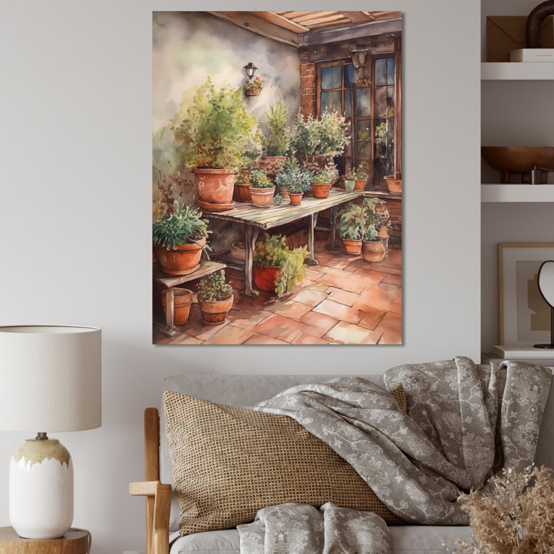 Thorhild Cottage balcon Garden IV - paysage chalet art mural, H 32 po x l 24 po x P 1 po, Toile tendue