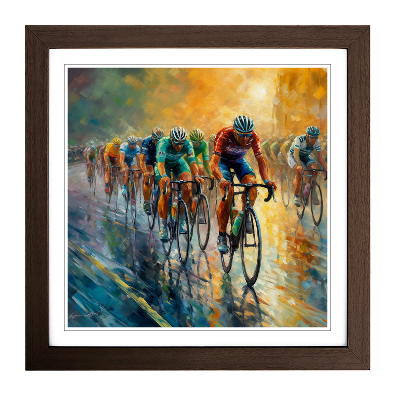 Tour De France Neo-Impressionism - Framed Print, Walnut