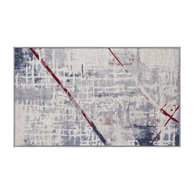 Tapis gris lavable à la machine, Rectangle 8 pi x 10 pi