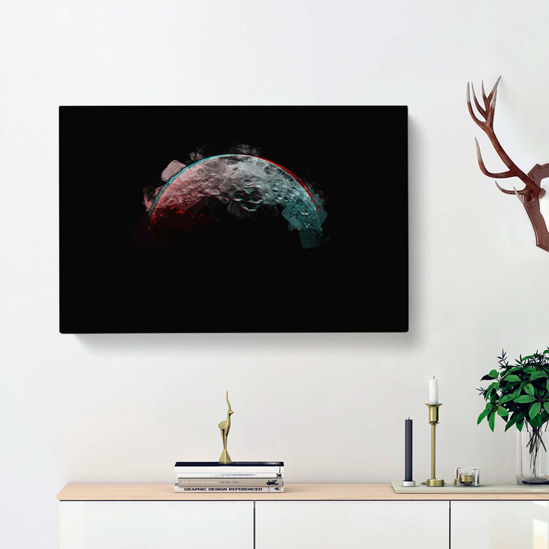 Moon In Abstract - Wrapped Canvas Print, 40cm H x 60cm W x 3cm D