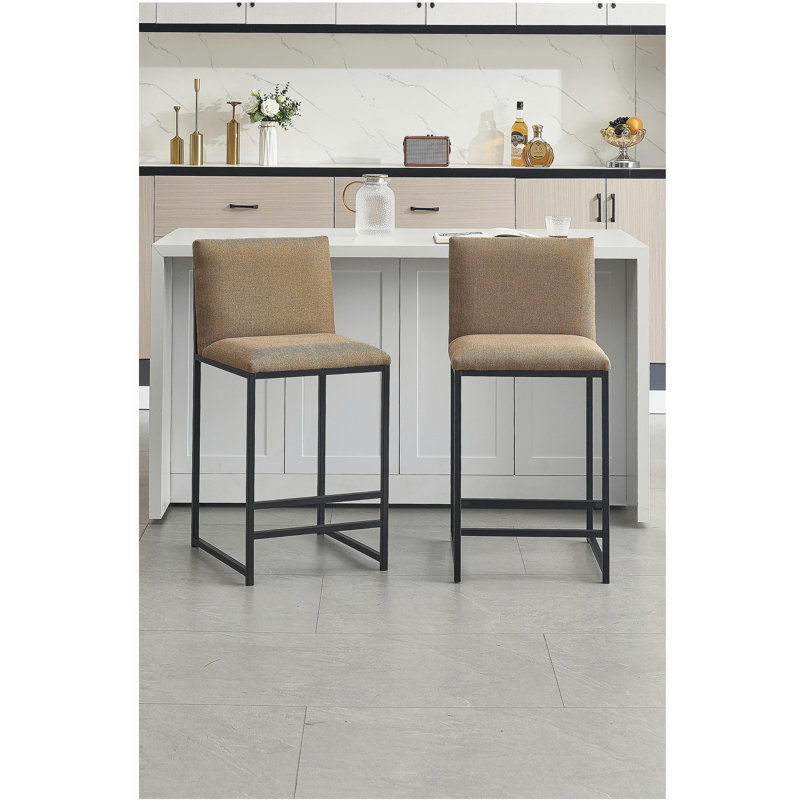 Ensemble de table de salle à manger 2 pièces Modern, sièges décoratifs en tissu et structure simple en fer, Noir