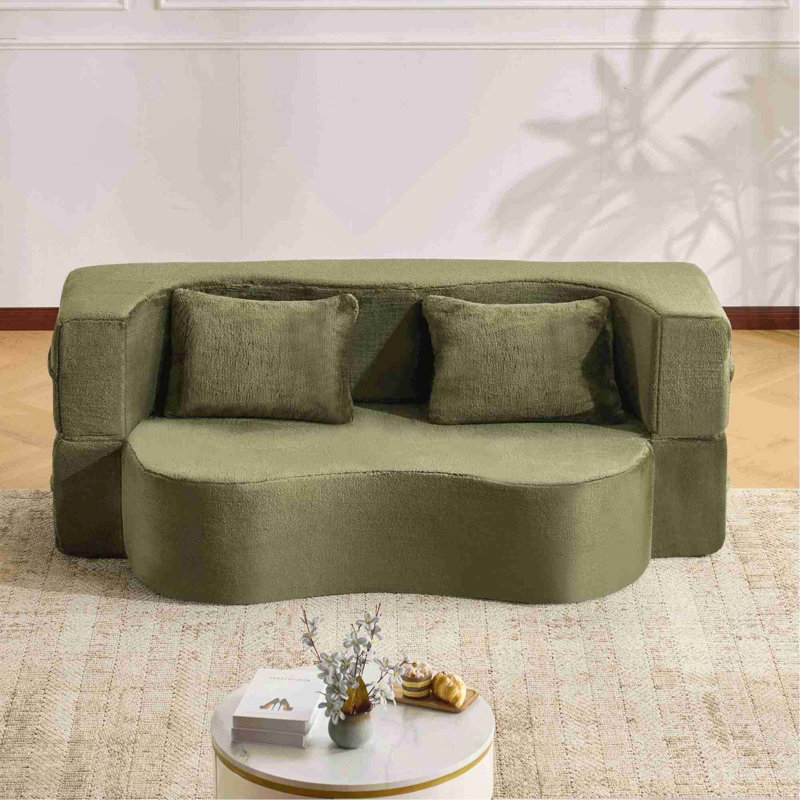Canapé-lit pliant de 71 pouces, canapé-lit futon moelleux, canapé-lit convertible en mousse haute densité, canapé-lit pliant pour salon, chambre d'amis, chambre à coucher, vert