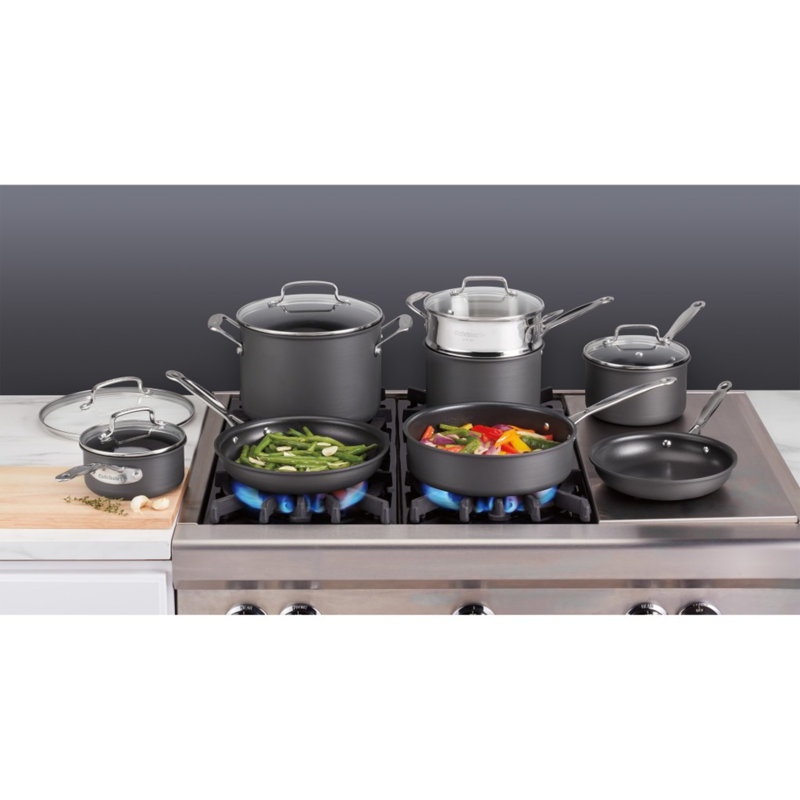Chef's Classic Nonstick Hard Anodized Cookware 13 Piece Set, Black