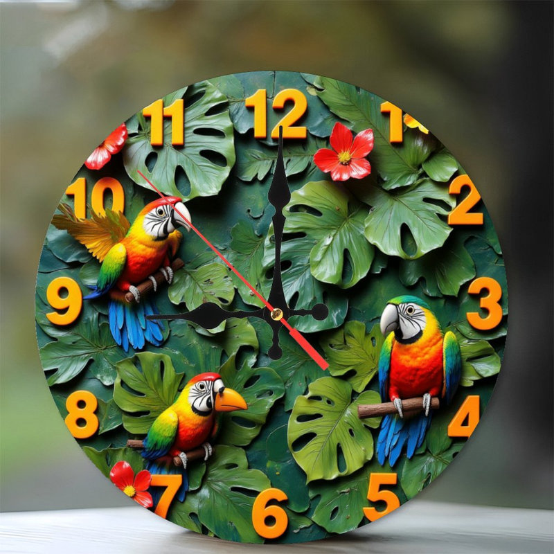 Horloge de perroquet tropical