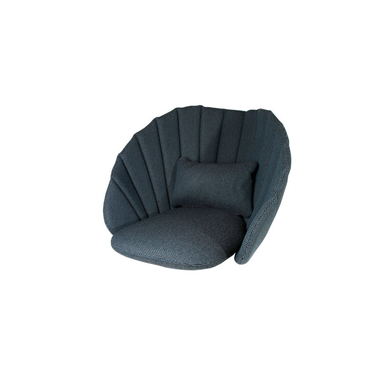 Peacock Papasan Chair with Teak Legs, Dark Blue, Dark Gray/Teak