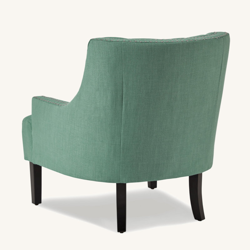 Upholstered Wingback Chair, Teal Velvet