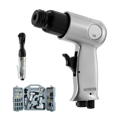 50-Piece Pneumatic Air Tool Kit with 1/2" Impact Wrench, 3/8" Ratchet, Air Hammer, and Blow Gun in Storage Case