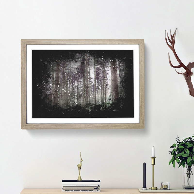 Pretty Forest - Picture Frame Graphic Art Print, 24cm H x 33cm W x 2cm D, Oak Framed