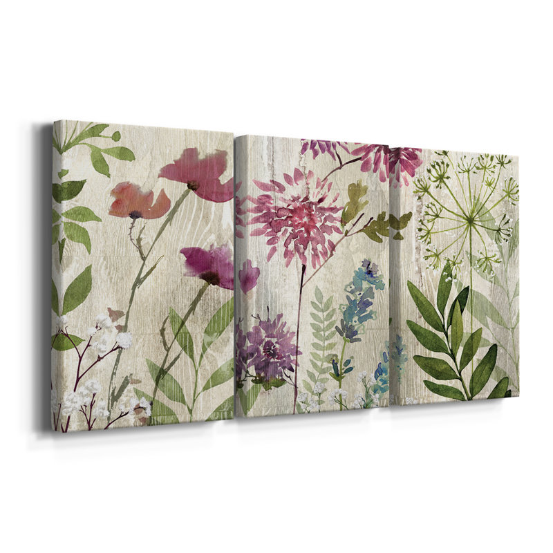 Meadow Flowers II - Toile tendue avec châssis de qualité supérieure - Prêt à être accroché, H 48 po x l 96 po x P 1 po