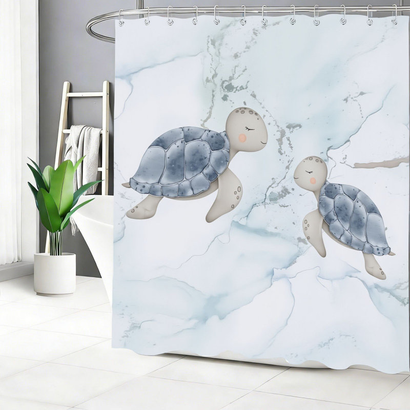 Rideau de douche doux en aquarelle bleu marbré 72 po x 72 po