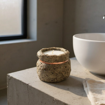 Unscented Jar Candle with Stone Holder