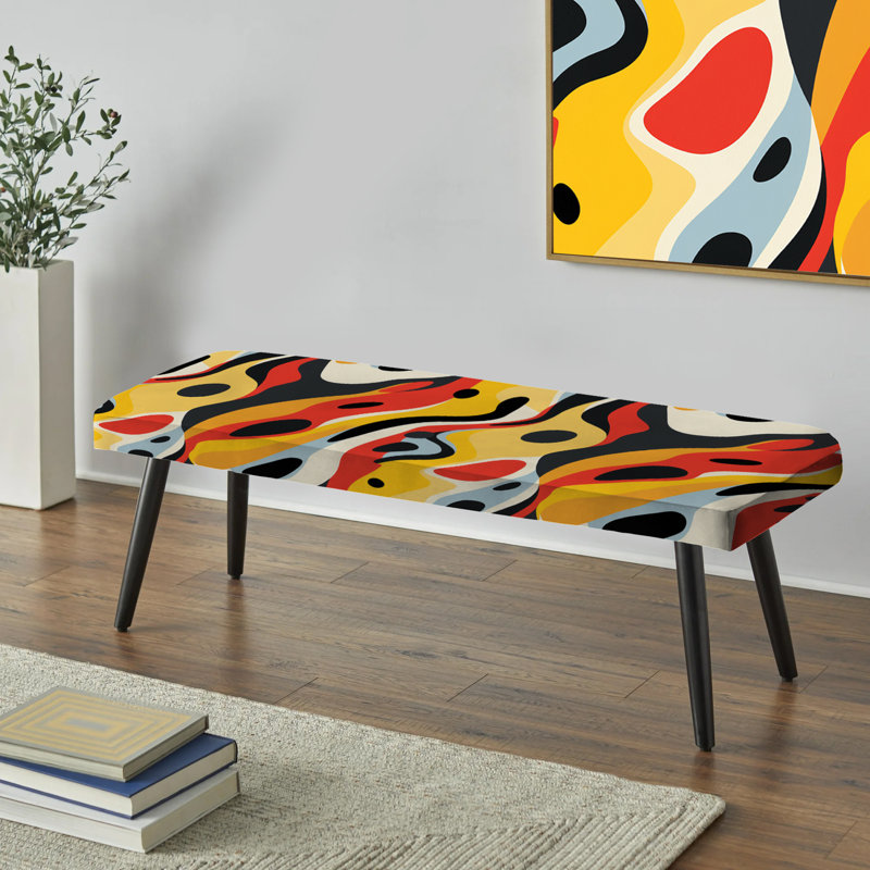 Chandy - Geometric Upholstered Black Bench