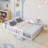 Full Size Floor Platform Bed With Fence And Door For Kids-514382236