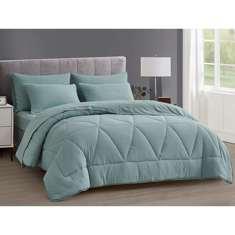 Microfiber Bed in a Bag Comforter Set, Aqua, Queen Comforter + 6 Additional Pieces