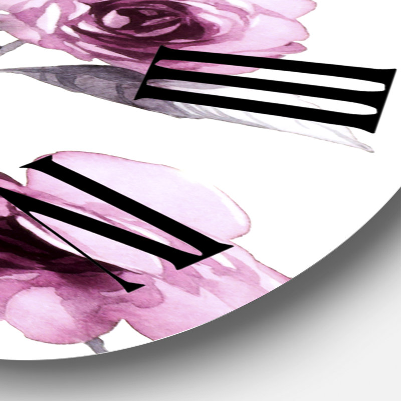 Fleurs sauvages roses et oranges - Horloge murale traditionnelle, Moyenne