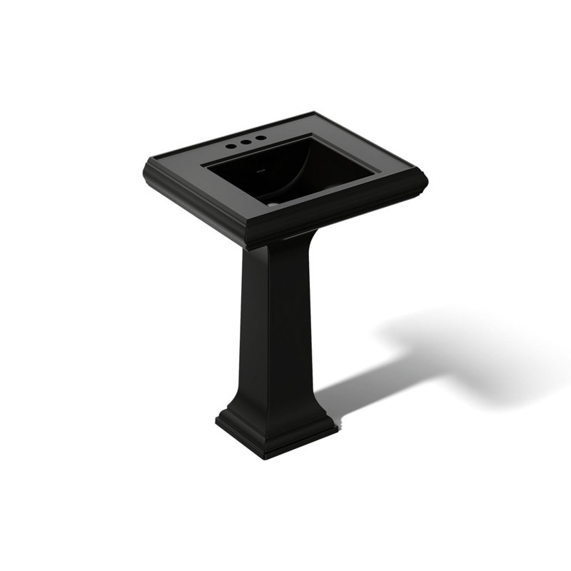 Memoirs® 26.375" Tall Rectangular Pedestal Bathroom Sink with Overflow, Black, 4" Centers