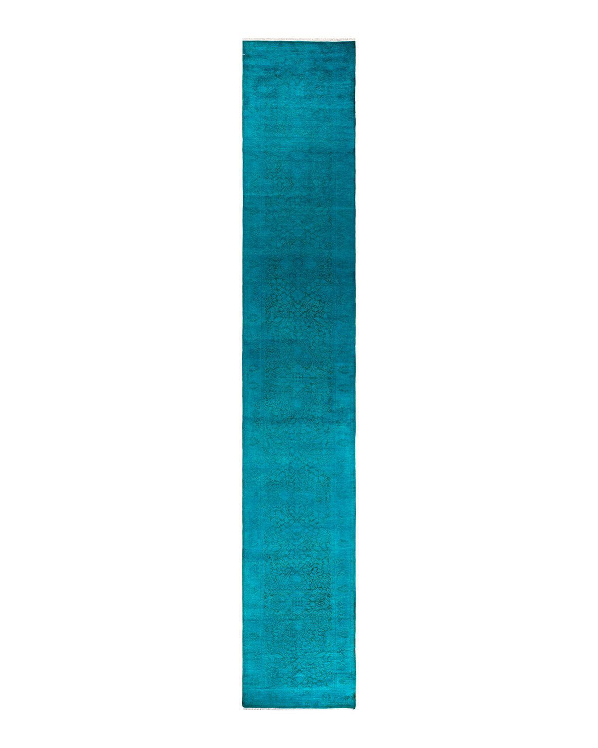 Isabelline Yuuki One-of-a-Kind 2'9" x 18'1" Area Rug in Blue/Teal | Wayfair