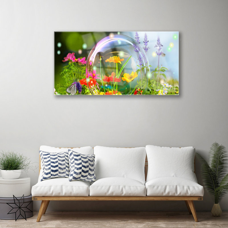 Glass Print Wall Art 100X50cm Image Printed On Glass Decorative Wall Picture Behind Toughened / Tempered Safety Real Glass For Kitchen & Living Room Theme: Flowers Nature