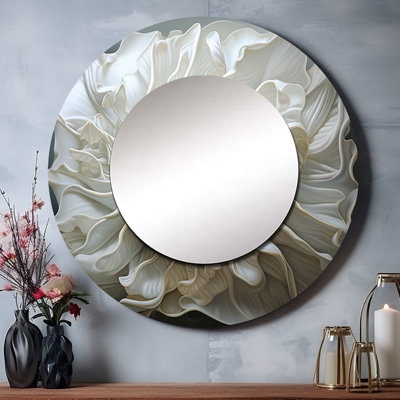Monochromes de coquillages - miroir unique de coquillage, grand miroir mural rond moderne, impression d'art en métal