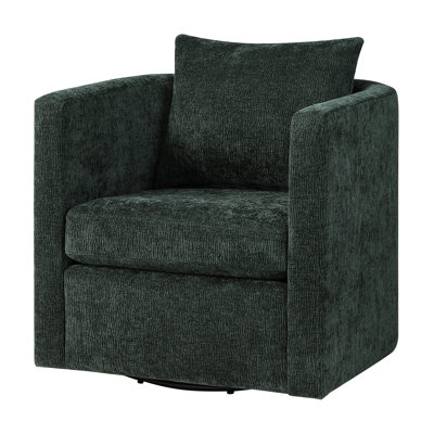 Chaise pivotante à 360 degrés revêtue de tissu pour la famille et les animaux de compagnie, coussins réversibles, siège à ressorts ensachés, résistance aux taches, profondeur de 30,44 po, largeur de 31,78 po, hauteur de 31,5 po avec pivotant, antitaches