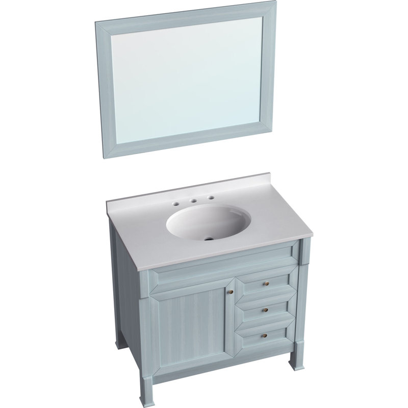 Callimont Elegance 36'' Pre-Assembled Bathroom Vanity Set with Artificial Stone Top in Blue