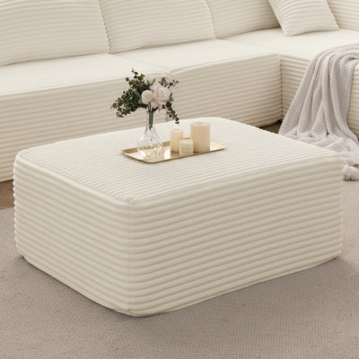 Modular Sectional Corduroy Ottomans, Modern Deep Seat Convertible Sleeper Sofa Bed,Upholstered Ottoman For Living Room