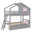Lit superposé avec tiroirs, boîte de rangement, tablette, fenêtre et toit-1681567880