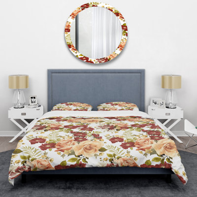 Ensemble de housse de couette Brown Floral Roses - Cabin & Lodge