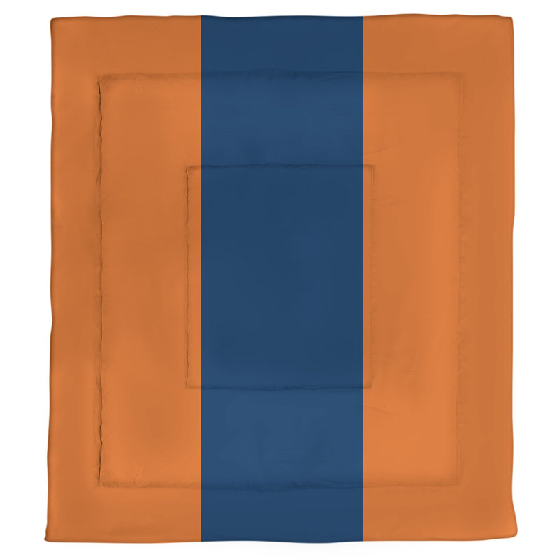 Édredon simple réversible Houston Baseball, Édredon simple, Orange / bleu marine / orange
