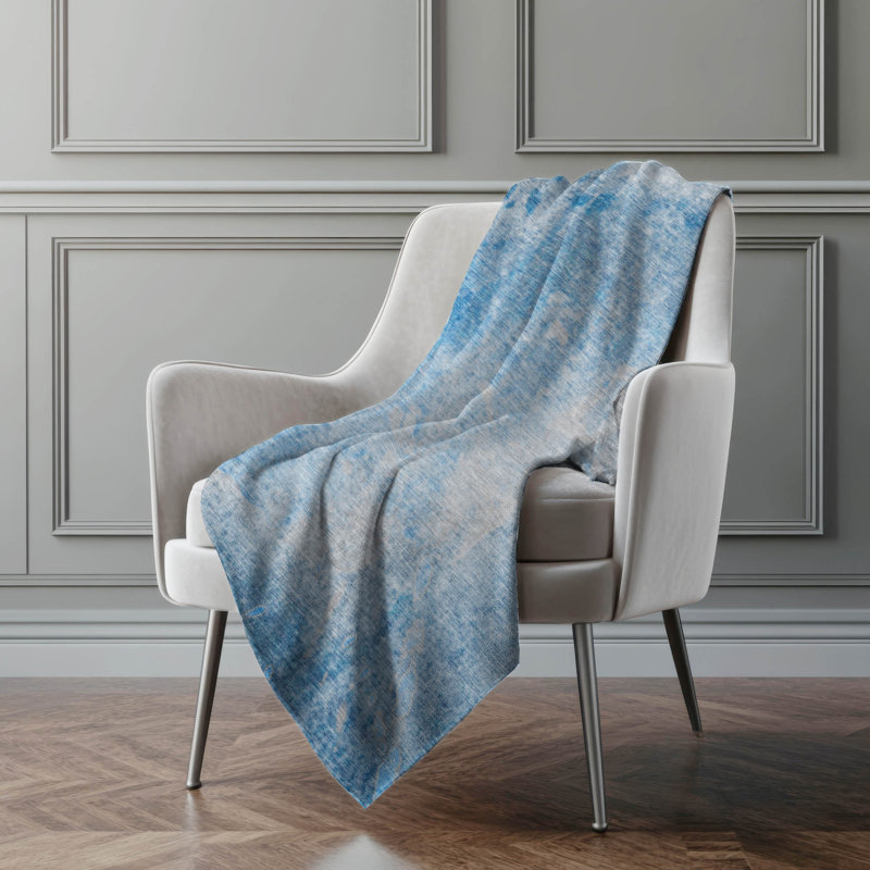 Addison Machine Washable Sherpa Throw Blanket, Blue Abstract