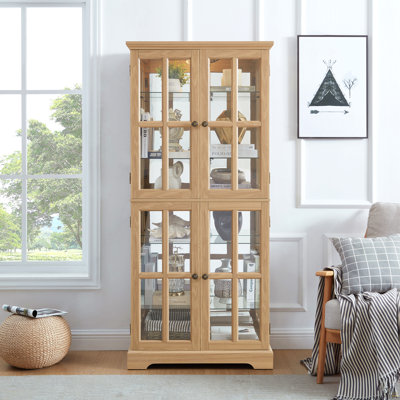 Curio Display Cabinet,Antique Display Cabinet With Glass Doors Adjustable Shelves