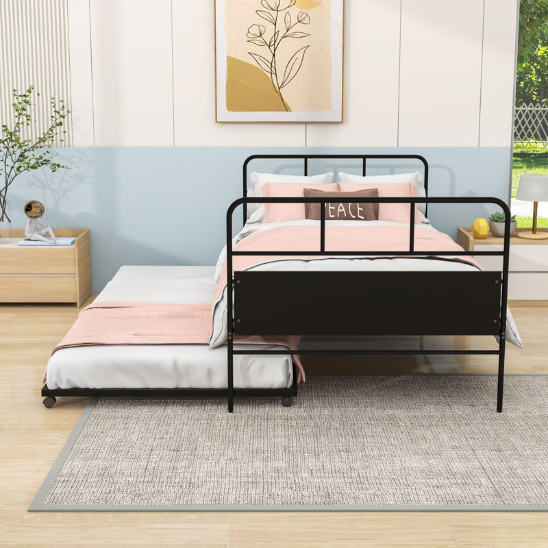 Lit plateforme simple avec lit gigogne escamotable