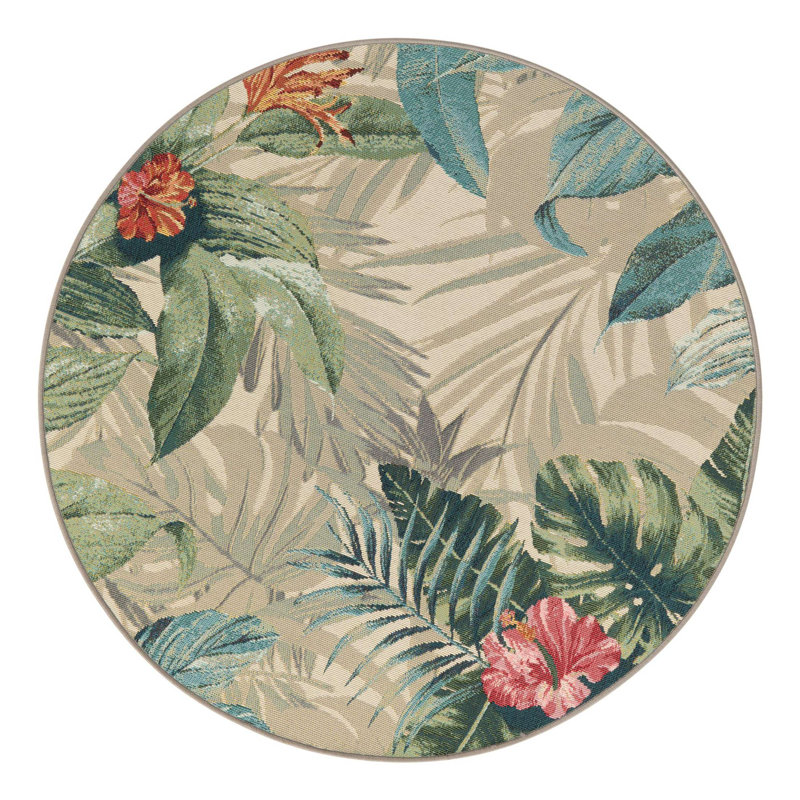 Tapis d'extérieur Anniston Multi_Unique Loom Kula, Rond 4 pi 1 po