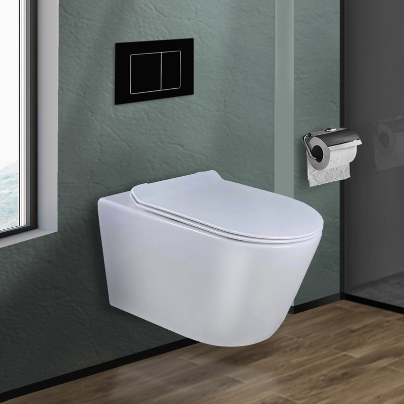 Toilette murale à double chasse Dakota (siège inclus), Blanc ultrabrillant