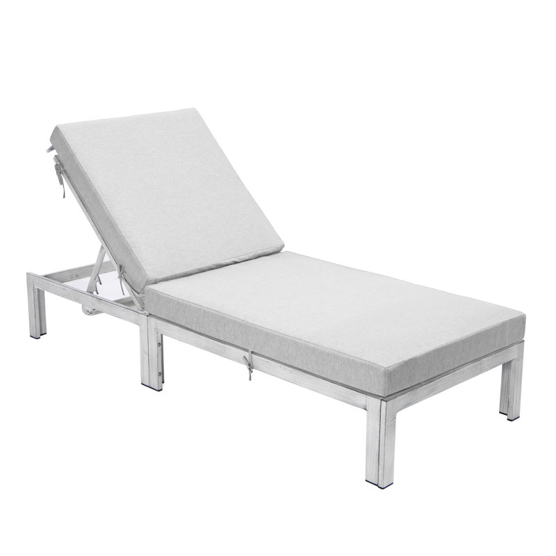 Chelsea Outdoor Metal Chaise Lounge , Cushion Included, Light, Weathered Gray
