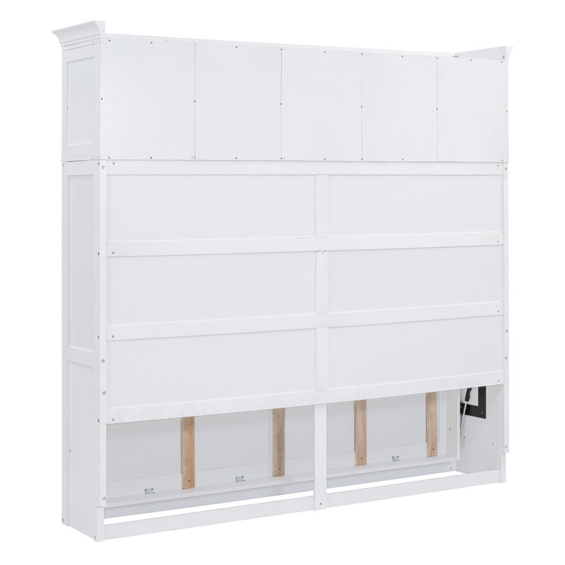 Grand lit escamotable mural avec armoires supérieures, blanc - Lit de rangement mural peu encombrant, Grand lit, Blanc
