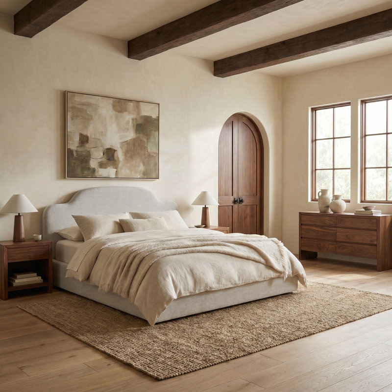 Lit en chenille Marcelline, Taupe, Grand lit