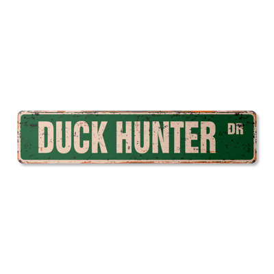 Duck Hunter Street Sign Aluminum 6" X 24"