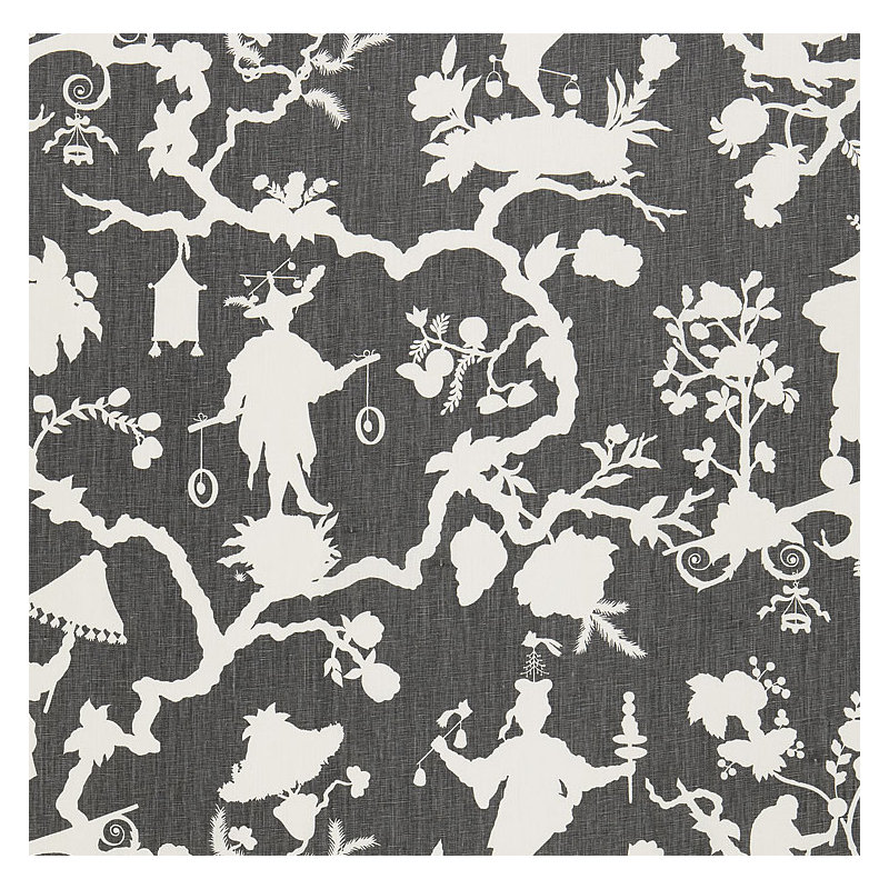 Shantung Silhouette Print Fabric, Smoke