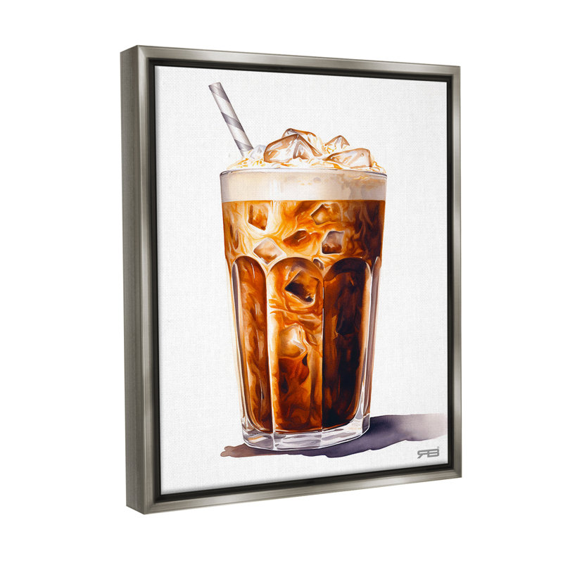 "Swirled Iced Coffee" par RB sur toile, Cadre flottant gris lustré, H 21 po x l 17 po