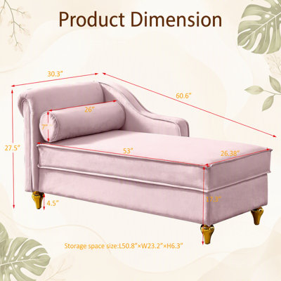 Luxurious Velvet Chaise Lounge Chair with Hidden Storage for Ultimate Comfort