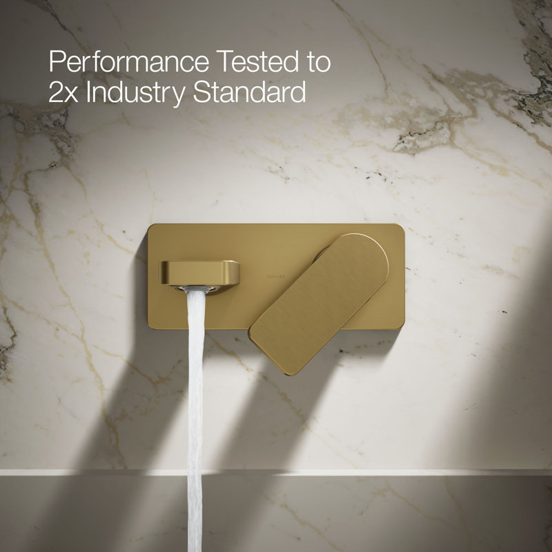 Parallel Wall-Mount Single-Handle Bathroom Sink Faucet, Vibrant Brushed Moderne Brass