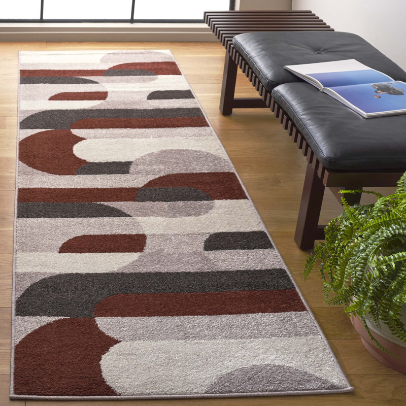 Tapis à motif géométrique Tyki, Tapis de couloir 2 pi 1 po x 8 pi