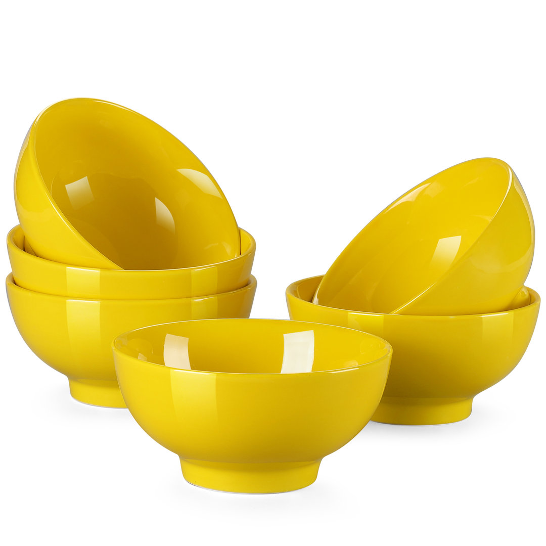 6-Piece 660Ml Assorted Color Porcelain China Cereal Bowl Set