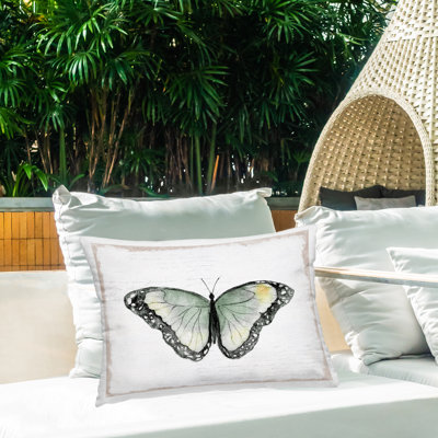 Simple Butterfly Visage Outdoor Printed Pillow by Janet Tava