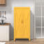 Armoire de cuisine/garde-manger jaune de style ferme, 155 cm de haut, en métal, avec serrure, 2 portes métalliques en forme de X et 3 tablettes réglables. Mobilier sur pied pour la maison, la chambre, le garage ou le bureau.-128815001