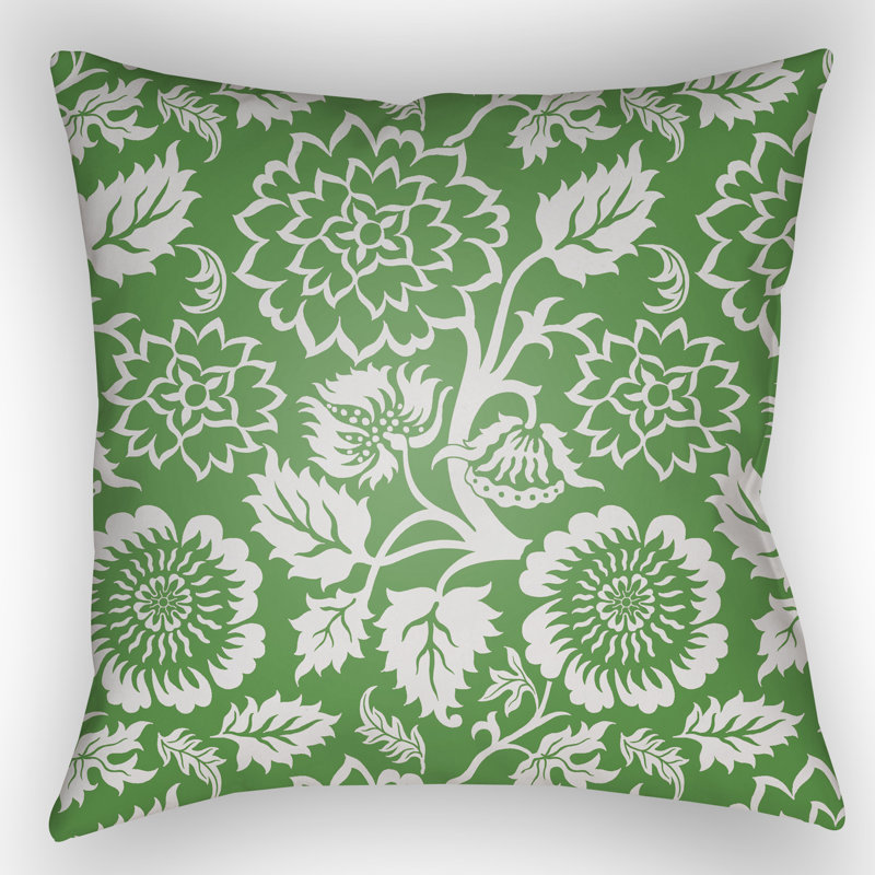 Moody Floral Indoor/Outdoor Throw Pillow, 18" H x 18" W x 1" D, Green