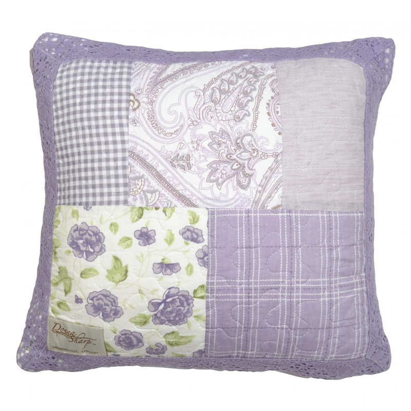 Donna Sharp Lavender Rose Quilted Patchwork Decor Pillow