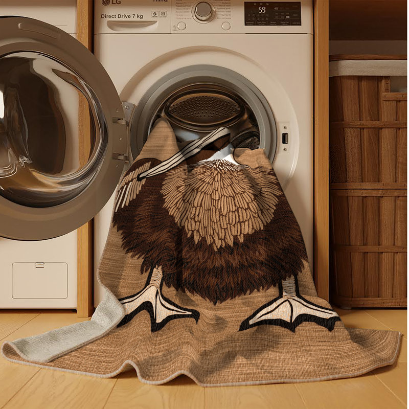 Washable Brown Pelican Birds Area Rug, Rectangle 8' x 12'