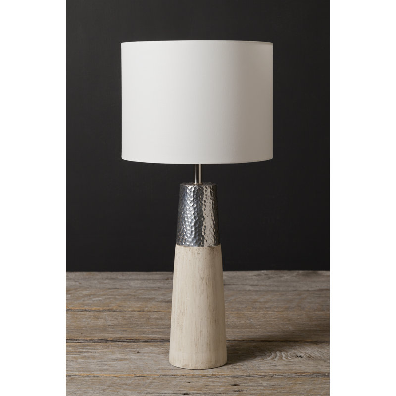 Lampe de table argentée/beige 22 po Arras